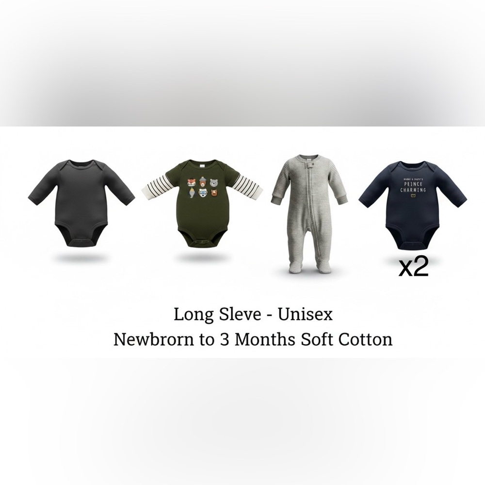 Carter’s Baby Unisex 3 Months Long Sleeve Bodysuit Bundle 5 Piece Set